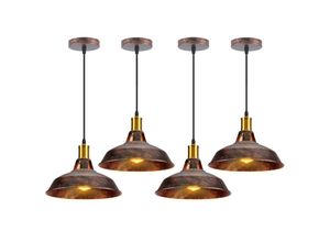 6033797090606 - Axhup - Industriell Pendelleuchte Lampenschirm Vintage Hängelampe aus Metall Edisen E27 Lampe für Loft Esszimmer Wohnzimmer Flur Rost 4PCS