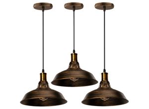 6033797090620 - Axhup - Pendelleuchte Lampenschirm Retro Hängelampe aus Metall Edisen E27 Lampe für Loft Esszimmer Wohnzimmer Flur Messing 3PCS