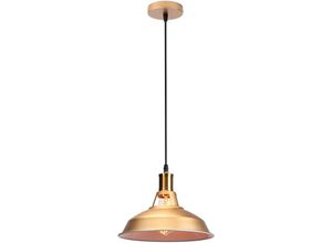 6033797090675 - Axhup - Pendelleuchte Industriell aus Metall E27 Lampenschirm Lampe Vintage Retro 27cm x 125cm für Loft Esszimmer Wohnzimmer Flur Gold und Weiß 1PCS