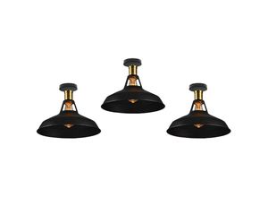 6033797090736 - Axhup - Deckenlampe 27cm Deckenleuchte Industriell Vintage Eisen Lampenschirm Schwarz Lampe für Flur Balkon Treppe - 3 Pack