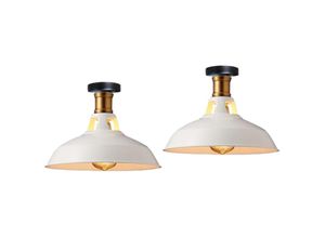 6033797090767 - Axhup - Deckenlampe Industriell Vintage Deckenleuchte Eisen 27cm Lampenschirm Weiß Lampe für Flur Balkon Treppe - 2 Pack