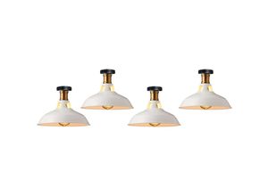 6033797090781 - Axhup - Deckenlampe Industriell Vintage Deckenleuchte Eisen 27cm Lampenschirm Weiß Lampe für Flur Balkon Treppe - 4 Pack