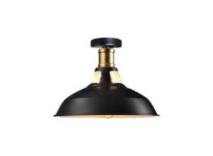 6033797090798 - Axhup - Deckenlampe Industriell Vintage Deckenleuchte Eisen 27cm Lampenschirm Schwarz&Weiß Lampe für Flur Balkon Treppe - 1 Pack