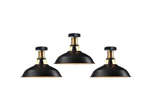 6033797090804 - Axhup - Deckenlampe Industriell Vintage Deckenleuchte Eisen 27cm Lampenschirm Schwarz&Weiß Lampe für Flur Balkon Treppe - 3 Pack