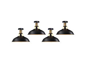 6033797090811 - Axhup - Deckenlampe Industriell Vintage Deckenleuchte Eisen 27cm Lampenschirm Schwarz&Weiß Lampe für Flur Balkon Treppe - 4 Pack