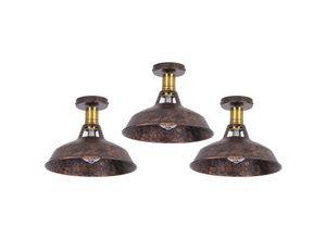 6033797090842 - Axhup - Deckenlampe Industriell Vintage Deckenleuchte Eisen 27cm Lampenschirm Rost Lampe für Flur Balkon Treppe - 3 Pack