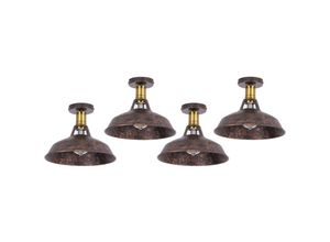 6033797090859 - Axhup - Deckenlampe Industriell Vintage Deckenleuchte Eisen 27cm Lampenschirm Rost Lampe für Flur Balkon Treppe - 4 Pack