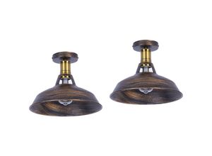 6033797090873 - Axhup - Deckenlampe Industriell Vintage Deckenleuchte Eisen 27cm Lampenschirm Bronze Lampe für Flur Balkon Treppe - 2 Pack