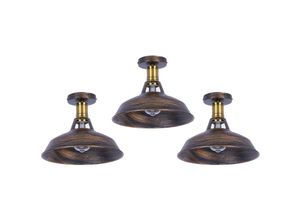 6033797090880 - Axhup - Deckenlampe Industriell Vintage Deckenleuchte Eisen 27cm Lampenschirm Bronze Lampe für Flur Balkon Treppe - 3 Pack