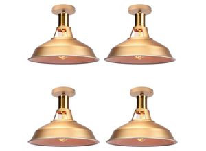 6033797090972 - Axhup - Deckenlampe Industriell Vintage Deckenleuchte Eisen 27cm Lampenschirm Gold und Weiß Lampe für Flur Balkon Treppe - 4 Pack