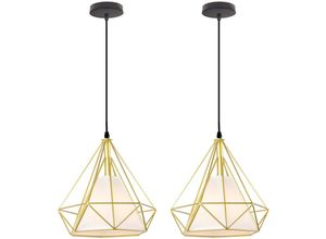 6033797091122 - Pendelleuchte 1 Flammig Hängelampe in Diamant Form Vintage Kronleuchter mit Käfig für Wohnzimmer Schlafzimmer Esszimmer Küche - Gold mit Schwarzes