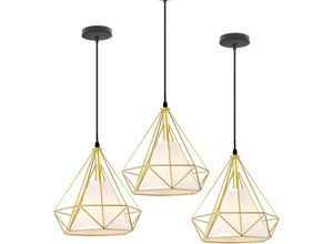 6033797091139 - Pendelleuchte 1 Flammig Hängelampe in Diamant Form Vintage Kronleuchter mit Käfig für Wohnzimmer Schlafzimmer Esszimmer Küche - Gold mit Schwarzes