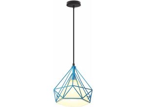 6033797091337 - Axhup - Pendelleuchte Vintage Hängelampe im Retro Look Diamant Form Kronleuchter mit Käfig für Wohnzimmer Schlafzimmer Esszimmer Küche Blau - 1PCS