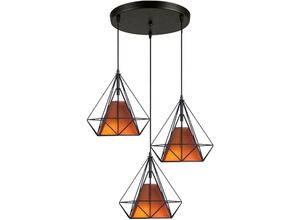 6033797091559 - Axhup - Pendelleuchte 3 Flammig Hängelampe Ø25cm Diamant Form mit Käfig für Wohnzimmer Schlafzimmer Esszimmer Küche Bronze