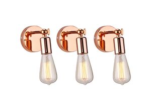 6033797091900 - Axhup - Wandleuchte Moderne 180 Degree Einstellbar Einfach Wandlampe aus Metall für Schlafzimmer Wohnzimmer Esszimmer Roségold 3PCS