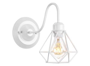 6033797091962 - Wandleuchte Vintage Mini Diamant Form Wamp Lampe im Industri Design Decor Lampe mit Käfig für Wohnzimmer Esszimmer Weiß 1PCS