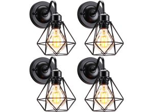 6033797092075 - Wandleuchte Industrial Stile Ø16cm Mini Diamant Käfig Wamp Lampe E27 Erleuchtung Art Decor für Schlafzimmer Küche Wohnzimmer Restaurant Korridor