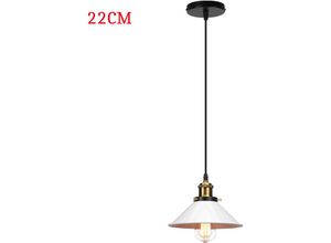 6033797092099 - Axhup - Pendelleuchte Edison Hängelampe mit Ø22cm Regenschirm Lampenschirm Eisen Art Lampe für Loft Esszimmer Wohnzimmer Weiß 1PCS