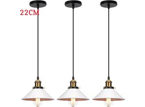 6033797092105 - Axhup - Pendelleuchte Edison Hängelampe mit Ø22cm Regenschirm Lampenschirm Eisen Art Lampe für Loft Esszimmer Wohnzimmer Weiß 3PCS