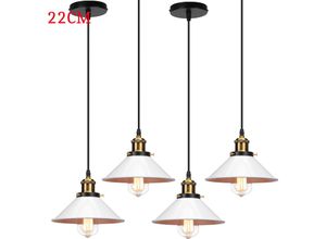 6033797092112 - Axhup - Pendelleuchte Edison Hängelampe mit Ø22cm Regenschirm Lampenschirm Eisen Art Lampe für Loft Esszimmer Wohnzimmer Weiß 4PCS