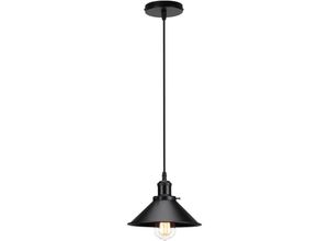 6033797092129 - Axhup - Pendelleuchte Edison Hängelampe mit Ø26cm Regenschirm Lampenschirm Eisen Art Lampe für Loft Esszimmer Wohnzimmer Alles schwarz 1PCS