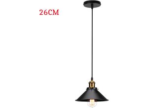 6033797092167 - Axhup - Pendelleuchte Edison Hängelampe mit Ø26cm Regenschirm Lampenschirm Eisen Art Lampe für Loft Esszimmer Wohnzimmer Schwarz 1PCS