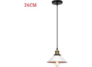 6033797092198 - Axhup - Pendelleuchte Edison Hängelampe mit Ø26cm Regenschirm Lampenschirm Eisen Art Lampe für Loft Esszimmer Wohnzimmer Weiß 1PCS