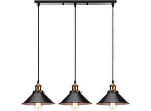 6033797092464 - Axhup - Pendelleuchte 3 Flammig Kronleuchter Industrielle Stil Hängelampe mit Ø22cm Metall Lampenschirm Regenschirm Edison Loft Schwarz + Weiß