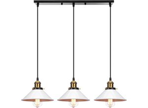 6033797092471 - Axhup - Pendelleuchte Weiß 3 Flammig Kronleuchter Industrielle Stil Hängelampe mit Ø22cm Metall Lampenschirm Regenschirm Edison Loft