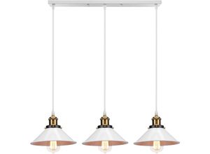 6033797092488 - Pendelleuchte Alles Weiß 3 Flammig Kronleuchter Industrielle Stil Hängelampe mit Ø22cm Metall Lampenschirm Regenschirm Edison Loft