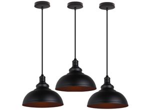 6033797092501 - Axhup - Pendelleuchte Vintage Kuppel Hängelampe Industrielle Hängelampe mit Ø29cm Lampenschirm Edison für Loft Bar Wohnzimmer Esszimmer Schwarz 3PCS