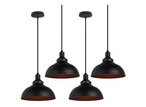 6033797092518 - Axhup - Pendelleuchte Vintage Kuppel Hängelampe Industrielle Hängelampe mit Ø29cm Lampenschirm Edison für Loft Bar Wohnzimmer Esszimmer Schwarz 4PCS