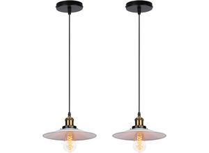 6033797092785 - Axhup - 2er Pendelleuchte Weiß Hängelampe mit Ø22cm Lampenschirm Kronleuchter Art Edison Lampe E27 Fassung für Loft Wohnzimmer Esszimmer