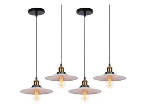 6033797092808 - Axhup - 4er Pendelleuchte Weiß Hängelampe mit Ø22cm Lampenschirm Kronleuchter Art Edison Lampe E27 Fassung für Loft Wohnzimmer Esszimmer