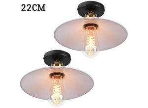 6033797092938 - Axhup - Pendelleuchte Weiß Hängelampe mit Ø22cm Lampenschirm Kronleuchter Art Edison Lampe E27 Fassung für Loft Wohnzimmer Esszimmer 2PCS