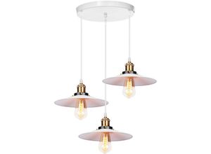 6033797093119 - Axhup - Pendelleuchte 3 Flammig Hängelampe mit Ø26cm Lampenschirm Kronleuchter Art Edison Lampe E27 Fassung für Loft Wohnzimmer Esszimmer (Alles Weiß)