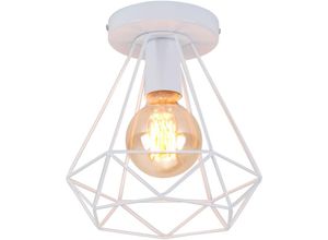 6033797093171 - Deckenleuchte Vintage Industri Diamant Deckenlampe mit Ø20cm Käfig Semi-Flush Mount Eisen Licht E27 Lampenfassung für Esszimmer Schlafzimmer Loft Bar