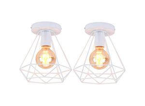 6033797093188 - Deckenleuchte Vintage Industri Diamant Deckenlampe mit Ø20cm Käfig Semi-Flush Mount Eisen Licht E27 Lampenfassung für Esszimmer Schlafzimmer Loft Bar