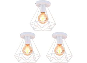 6033797093195 - Deckenleuchte Vintage Industri Diamant Deckenlampe mit Ø20cm Käfig Semi-Flush Mount Eisen Licht E27 Lampenfassung für Esszimmer Schlafzimmer Loft Bar