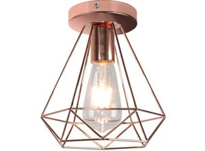 6033797093218 - Deckenleuchte Vintage Industri Diamant Deckenlampe mit Ø20cm Käfig Semi-Flush Mount Eisen Licht E27 Lampenfassung für Esszimmer Schlafzimmer Loft Bar