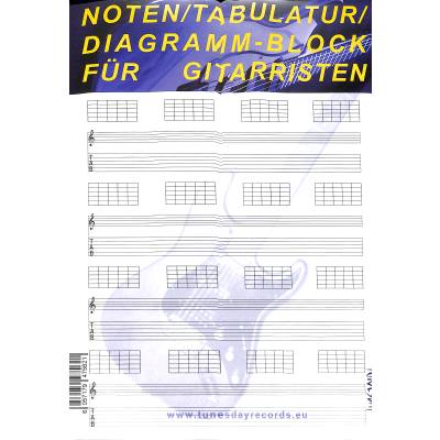 6057179475621 - Notenblock 100 Blatt | Diagramm | Notenblock mit Tabulatur für Gitarre