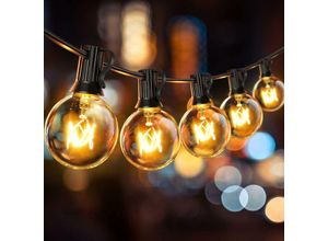 6089639366125 - longziming 9M 30 Glühbirnen Außen- und Innen-Girlandenlichter G40 Außenlichtgirlande IP65 Anschließbare Weihnachtsgirlande Dekoration Garten