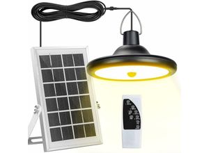 6089639366187 - longziming Outdoor Solarleuchte 4 Leuchtmodi und 6 Helligkeitsstufen Outdoor Solar Hängeleuchte mit Bewegungssensor und Fernbedienung für