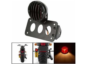 6089639367924 - Longziming - Motorrad Rücklicht 12V Bremslicht Signalleuchten Kennzeichenbeleuchtung Bremslicht mit Halterung - Schwarze Schale + Rote Lichter