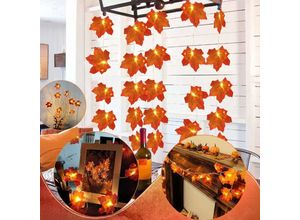 6089639385386 - 3M Ahornblatt-Lichterketten 20 LED-Ahorn-Lichterketten – Ahornblätter – für den Außenbereich Zuhause Weihnachten Thanksgiving Dekoration Hiasdfls