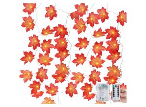 6089639385393 - Longziming - 2er-Pack Maple Leaf Lichterketten 3m 20 LEDs Herbstdekoration Lichterketten für Thanksgiving Christmas Festival Party