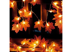 6089639385409 - Longziming - Ahornblatt-Lichterkette Herbstlichterkette 20 led Ahornblatt-Lichterketten perfekte Dekoration für Outdoor Zuhause Herbst