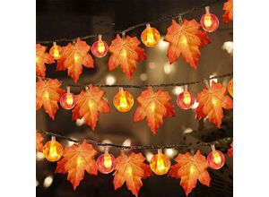 6089639385461 - Longziming - Kürbis Ahornblatt Lichterketten Halloween led Deko Lichter Indoor Outdoor Party Dekoration Herbst Lichterkette (3m 20 led)