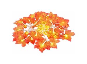 6089639385492 - Longziming - Maple Leaf Kürbis Lichterketten 10 led Herbstlaub Lichterketten Thanksgiving Ahornblätter Kürbis batteriebetrieben für Outdoor Home