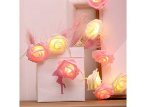 6089639385515 - Longziming - Batteriebetriebene Rose LED-Lichterkette für Hochzeit Valentinstag Party Geburtstag Festival Innen- oder Außendekoration (3M 20